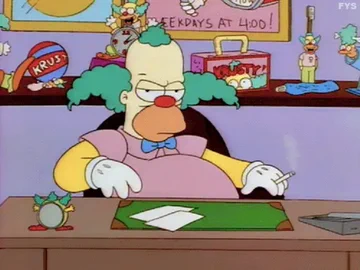 today's clown of the day is Krusty the Clown from The Simpsons! 