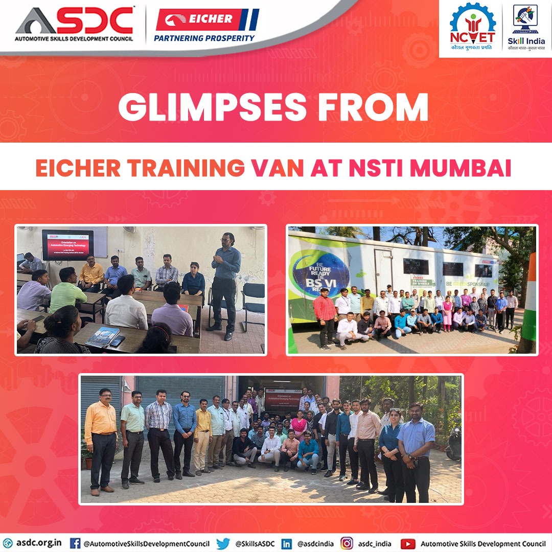 SkillsASDC's tweet photo. Let's have a look at a few glimpses from the Eicher Van training that happened recently at NSTI Mumbai.
#AutomotiveIndustry #AutoSkills #Skills #SkillingIndia #SkillIndia #Skills4All #AbSkillsKiBaari #Courses #AutoRatri #Skilling https://t.co/q5eHXH2tb1