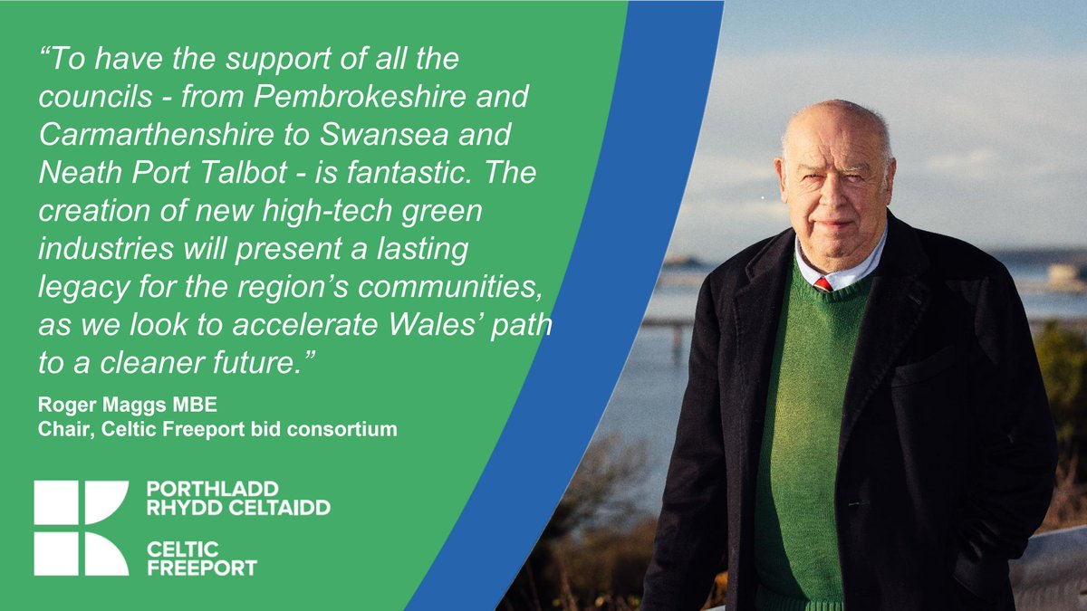 Roger Maggs MBE, Chair of the Celtic Freeport bid consortium, welcomed the news that the South West Wales Corporate Joint Committee has written a letter, which is signed by all four council leaders,