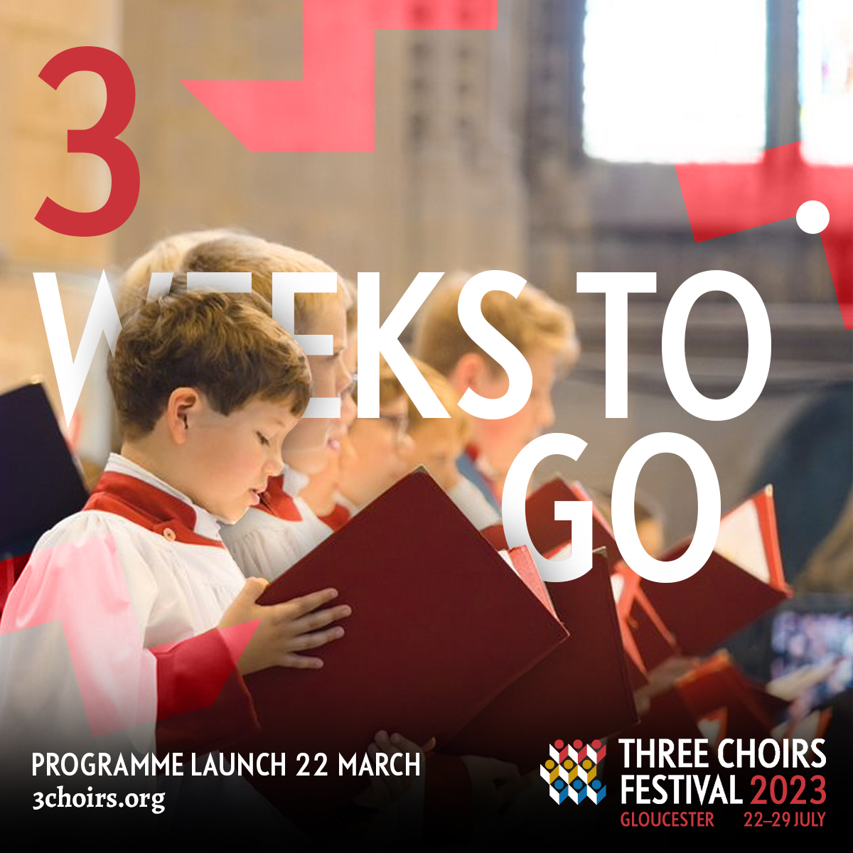 Just 3 weeks until our programme launch! It's getting closer! Make a note in those diaries for the 22nd March! 🎶
#3choirsfestival #3Choirs #gloucester2023
#gloucester #gloucestershire #visitgloucester