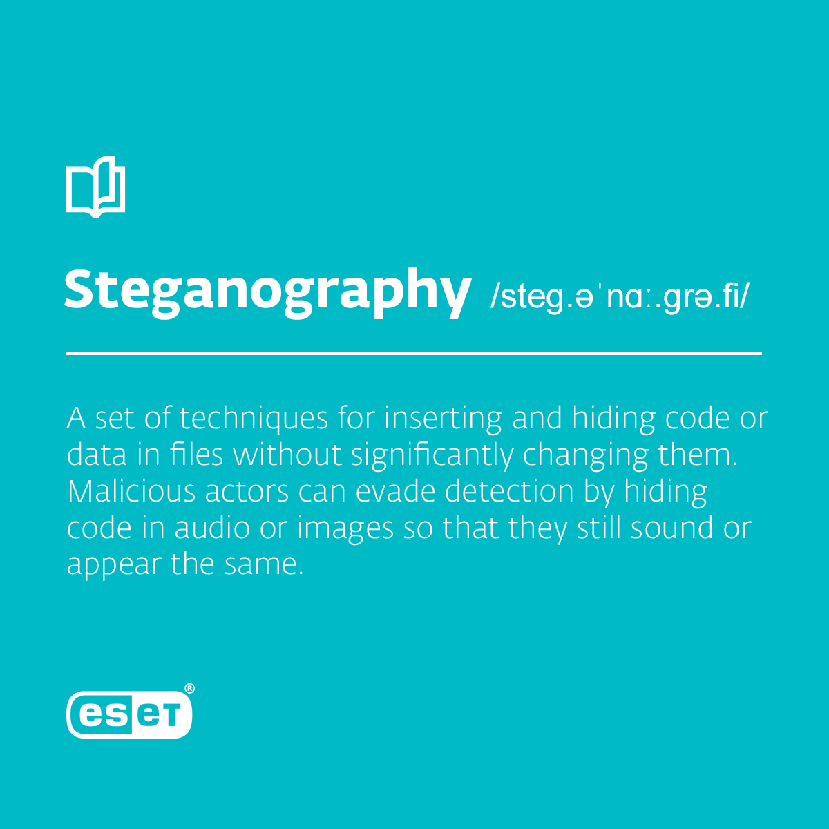 ESET_EA's tweet photo. Its Cybersecurity Wednesday π€ Our word of the day is Steganography
#CybersecurityDictionary https://t.co/YoCa3i3Kq1