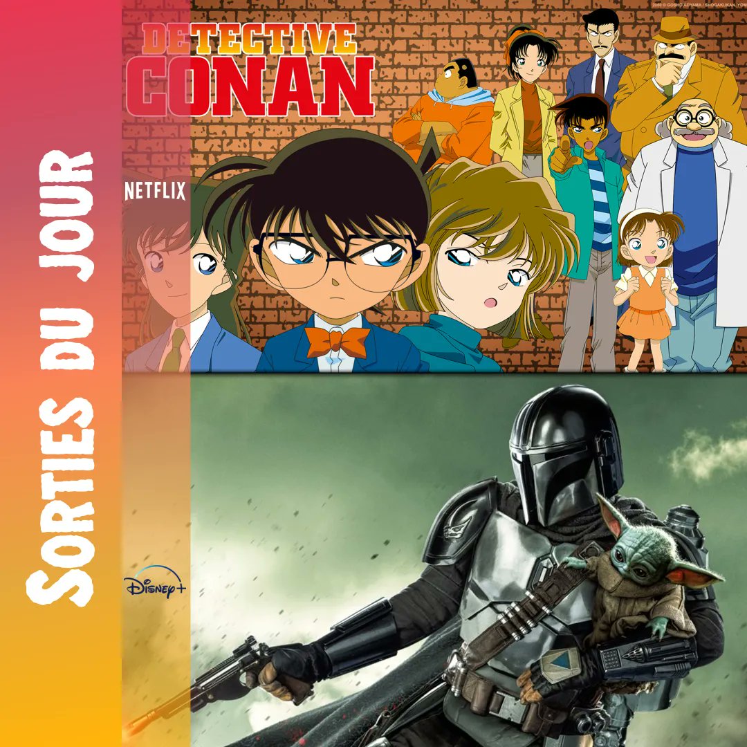 Resto_Geek's tweet photo. Sorties du jour :
- Detective Conan saison 4 sur #Netflix
- The madalorian saison 3 sur #DisneyPlus
#Restogeek #Sortiesseries #DetectiveConan #heMandalorian #StarWars #Sinichi https://t.co/V8qckSzQnL