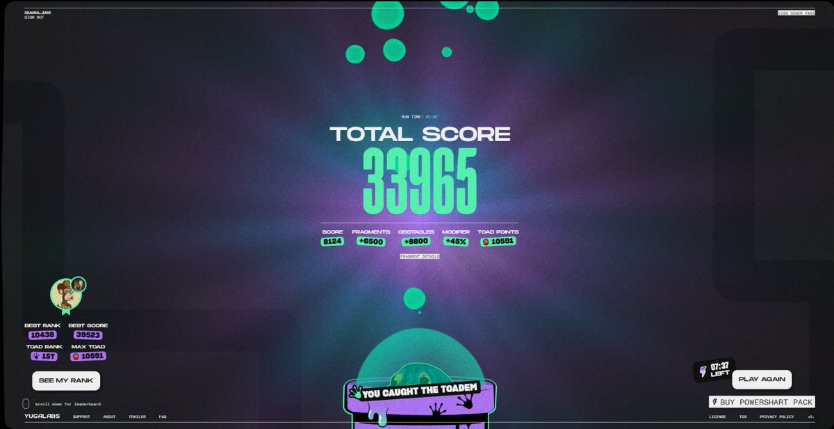 WE JUST HIT RANK #1 ON TOAD EVENT LFG!!!!

#lickthetoad #BAYC #MAYC #dookeydash #SewerPass