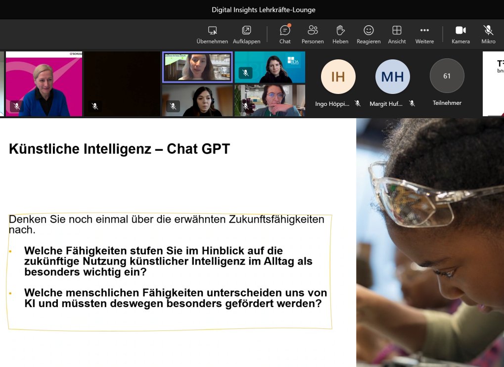Super spannende Inputs bei unserer #digitalinsights Lehrkräfte-Lounge gestern! Es ging um #futureskills, cyber security und die vielen #MINT-#Berufe. Auch ChatGPT wurde andiskutiert. Vielen Dank an <a href="/MicrosoftBerlin/">Microsoft Berlin</a> <a href="/helliwood/">Helliwood</a> <a href="/SAPNextGen/">SAP Next-Gen</a> und <a href="/SiemensDE/">Siemens Deutschland</a> für die Impulse! <a href="/mint_ec/">MINT-EC</a>