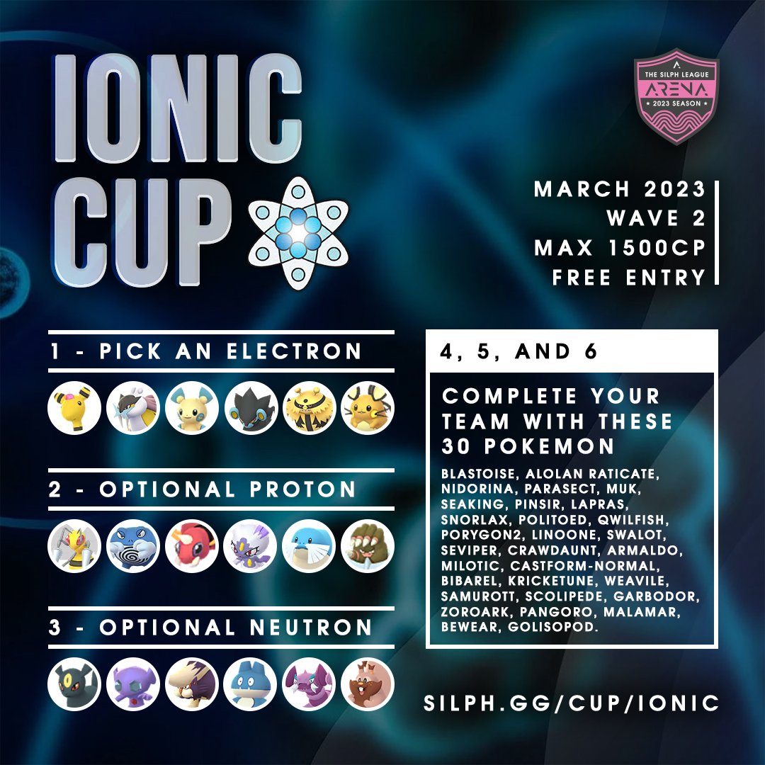 PokeArenaOte's tweet image. COPA IÓNICA | POKEARENA ORIENTE Y TEAM KROOKODILE

Domingo 05 de Marzo a las 10:00 pm

Zona horaria: Chimalhuacán Estado de México.

Rondas de 24 Horas

Página torneo silph.gg/t/qrxj

El código del torneo en el grupo de WhatsApp

Reglas del torneo silph.gg/cup/ionic