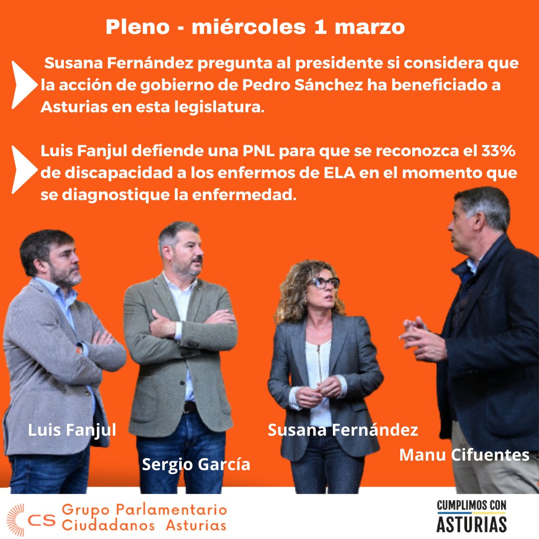 🏛️¡Hoy encaramos el segundo día de pleno en <a href="/JuntaAsturias/">Junta General del Principado de Asturias</a>!

🍊Nuestra portavoz <a href="/SusanaFalvarez/">Susana Fernández</a>  interpela a Barbón durante la pregunta al presidente y el diputado @lcfanjulCs defiende una proposición no de ley. 

📺Puedes seguirlo #endirecto aquí 👉jgpa.es👇