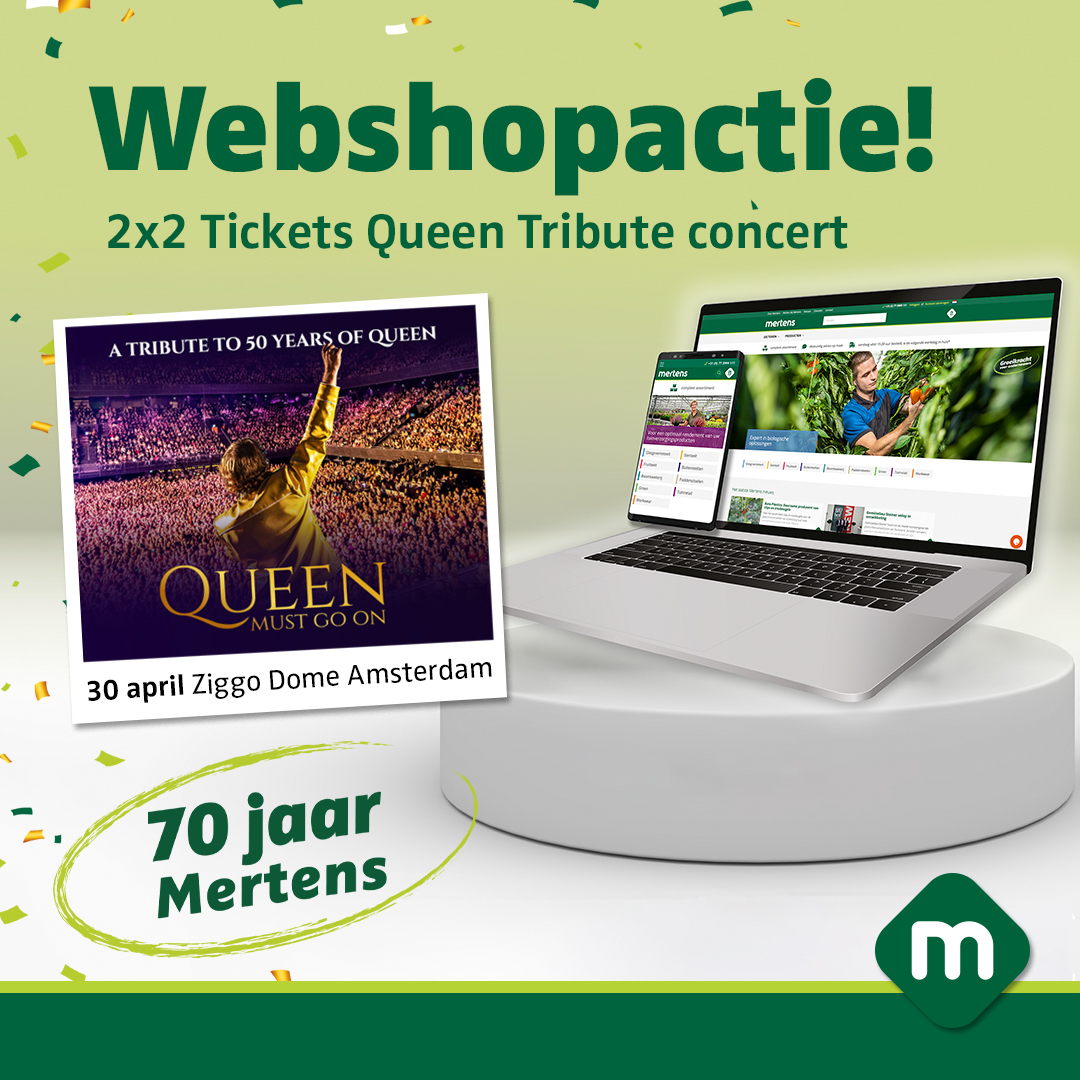 𝗪𝗘𝗕𝗦𝗛𝗢𝗣 | 𝗪𝗲 𝗮𝗿𝗲 𝘁𝗵𝗲 𝗰𝗵𝗮𝗺𝗽𝗶(𝗴𝗻)𝗼𝗻𝘀
Wij verloten 2x2 tickets voor het Queen Tribute concert dat op 30 april plaatsvindt in de Ziggo Dome. 

Plaats tijdens de actieweek (1-7 maart) een bestelling via onze webshop en u maakt automatisch kans.