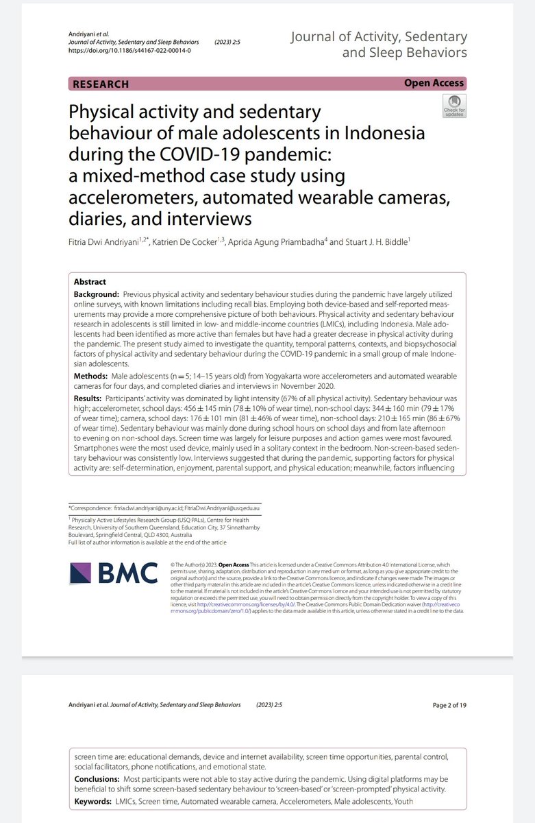 Fitria Dwi Andriyani (@fd_andriyani) on Twitter photo The fourth and final paper for my PhD. You can access it freely here jassb.biomedcentral.com/articles/10.11… <a href="/stuart_biddle/">Stuart Biddle</a> <a href="/KatrienDeCocker/">Katrien De Cocker</a> <a href="/priDA_AP/">aprida agung priamba</a> The fourth and final paper for my PhD. You can access it freely here jassb.biomedcentral.com/articles/10.11… <a href="/stuart_biddle/">Stuart Biddle</a> <a href="/KatrienDeCocker/">Katrien De Cocker</a> <a href="/priDA_AP/">aprida agung priamba</a>