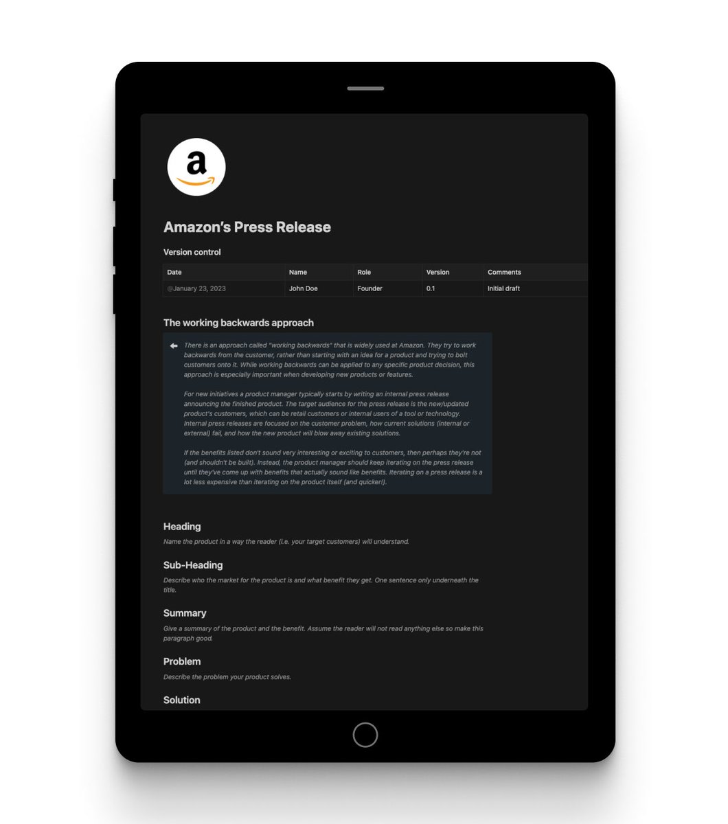 GrowthX_Club's tweet photo. Did you know that in just one year, @amazon increased their revenue by $83 billion?

One key to their success is their product development process, “the backwards approach.”

Here's how it works 🧵 https://t.co/cHZKzo7vro