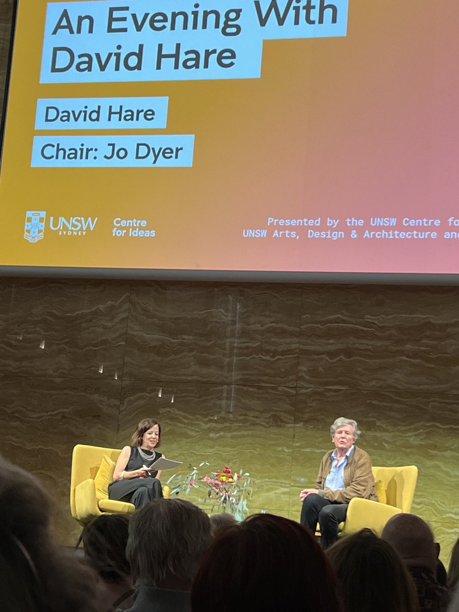 WyndhamSusan's tweet photo. David Hare: ‘I didn’t really want to make theatre, I wanted to overthrow capitalism.’ #unswideas https://t.co/fJLOok1yN3