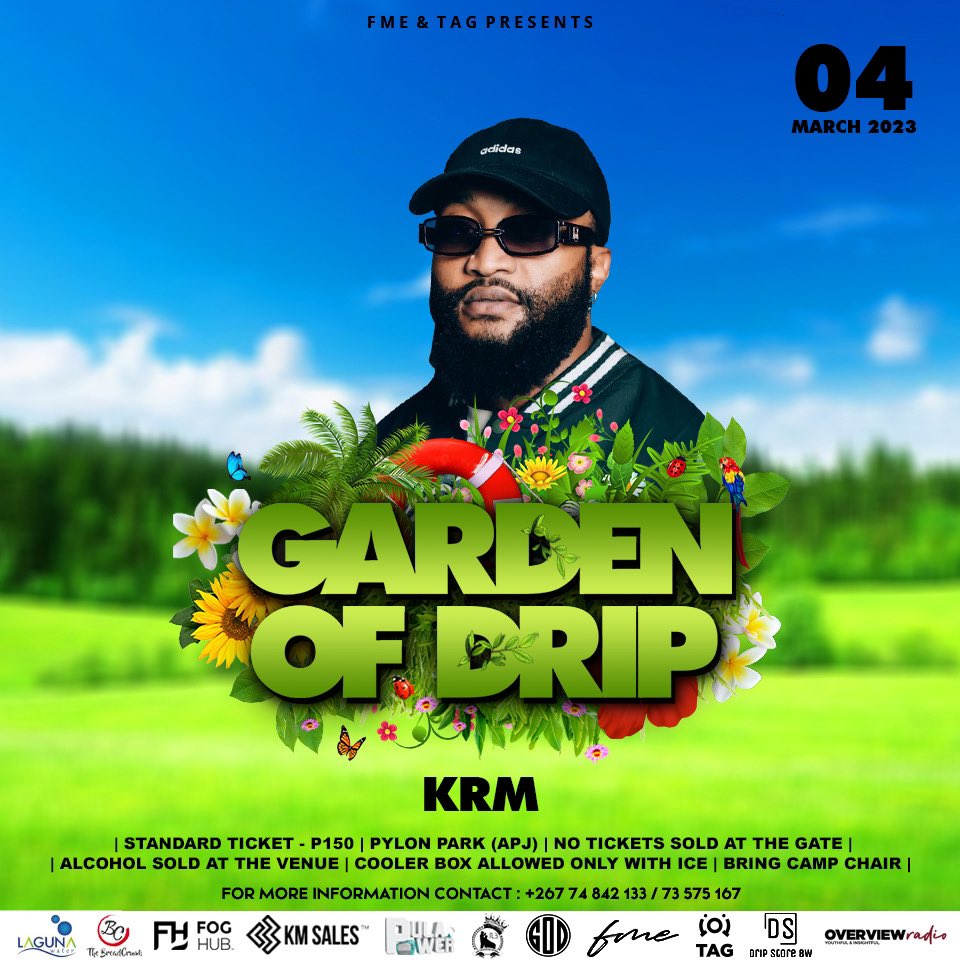 E CHAILE . 😋😃💚

The line up for GARDEN OF DRIP 2023 (RAGE MEETS DRIP) has arrived 🚀 

Come through this Saturday &amp; see some of Botswana’s finest djs put on a show to remember. Come early, it’s a picnic event. Please share your favorite &amp; let’s gear up . 😤✅