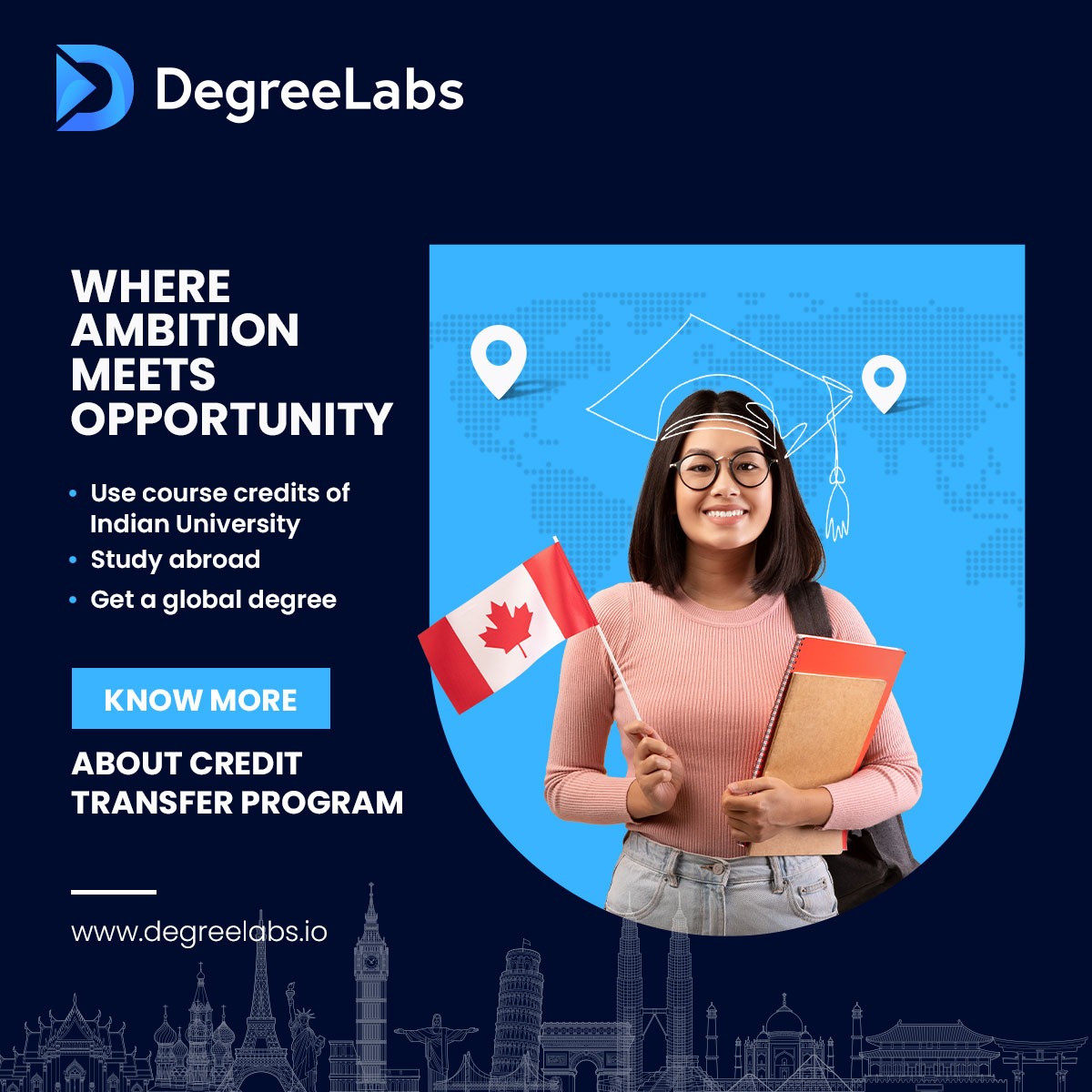 We at #Degreelabs believe that education should know no bounds. That's why we offer a unique #CreditTransferProgram that allows you to use your existing course credits from an #Indianuniversity towards earning a #globaldegree. 

Click here to know more: degreelabs.io