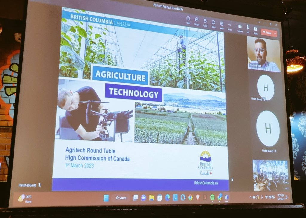 Annabelle Larouche St-Sauveur (@annastsauveur) on Twitter photo A team Canada 🇨🇦 approach for this Agri and Agri tech roundtable with <a href="/INaccelerator/">India Accelerator</a> & Indian startups, in partnership with the #Ontario and #BritishColumbia offices in #India 🇮🇳 Interactive session & tough questions !
<a href="/investir_canada/">Investir au Canada</a>
<a href="/BCTradeInvest/">BC Trade+Investment</a>
<a href="/TradeON/">Ontario Trade</a>
<a href="/TradeTeamIndia/">TCS in India</a> A team Canada 🇨🇦 approach for this Agri and Agri tech roundtable with <a href="/INaccelerator/">India Accelerator</a> & Indian startups, in partnership with the #Ontario and #BritishColumbia offices in #India 🇮🇳 Interactive session & tough questions !
<a href="/investir_canada/">Investir au Canada</a>
<a href="/BCTradeInvest/">BC Trade+Investment</a>
<a href="/TradeON/">Ontario Trade</a>
<a href="/TradeTeamIndia/">TCS in India</a>
