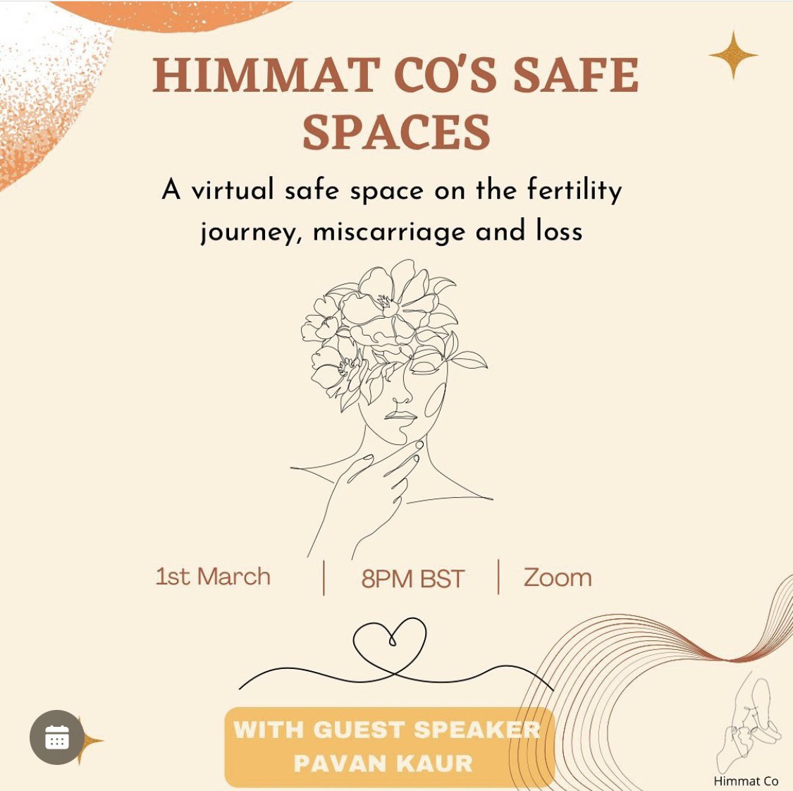 Our next safe space is being held tonight and In this session, we are joined by Pavan Kaur who will tell us more about her journey navigating PCOS, miscarriage and the fertility journey. To sign up use the link below!

eventbrite.co.uk/e/himmat-cos-s…