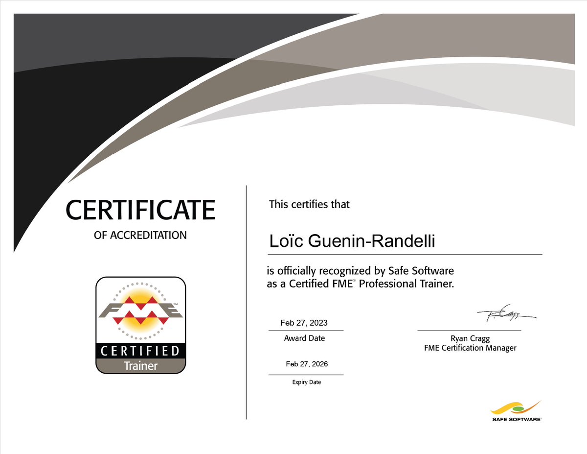 sitdifrance's tweet image. #SITDIFrance est maintenant reconnu comme expert en formation #FMEData n&apos;hésitez pas à me solliciter pour vous former sur ce couteau Suisse de la gestion et valorisation de la #data @SafeSoftware #ETL #FMETrainer