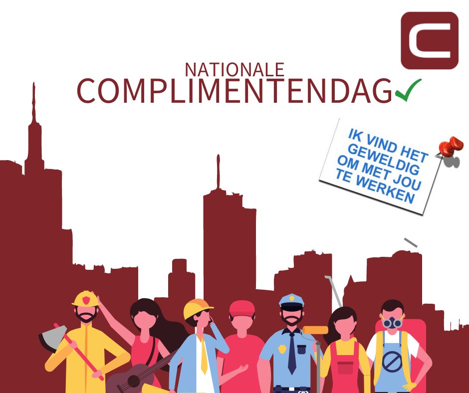 𝗡𝗮𝘁𝗶𝗼𝗻𝗮𝗹𝗲 𝗰𝗼𝗺𝗽𝗹𝗶𝗺𝗲𝗻𝘁𝗲𝗻𝗱𝗮𝗴!

Vandaag is het Complimentendag! Laten we vandaag allemaal een compliment geven aan iemand die we waarderen. #complimentendag  #waardering  #collega