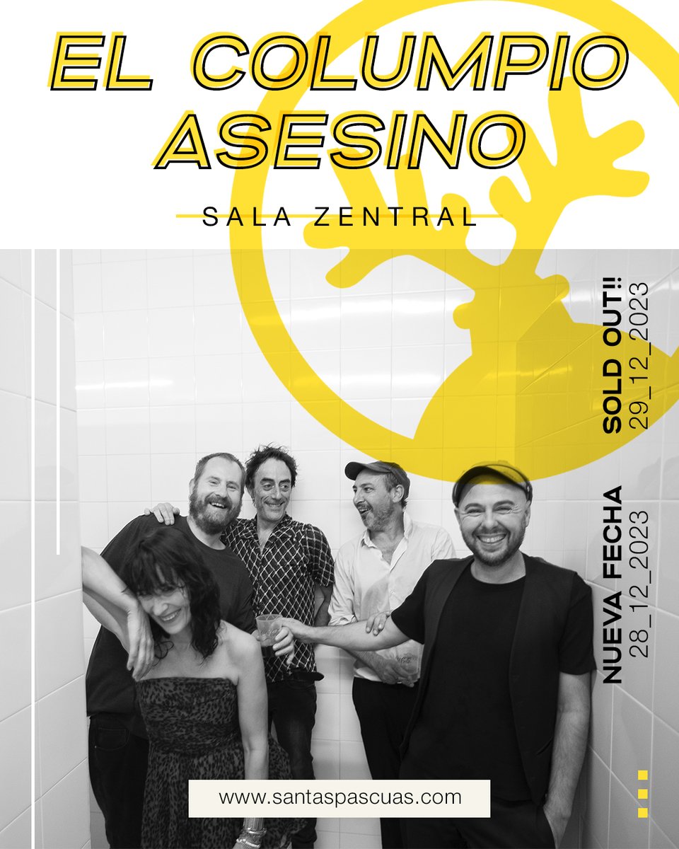 Zentral Pamplona (@zentralpamplona) on Twitter photo 🖤 Colgamos el cartel de SOLD OUT para el concierto de <a href="/columpioasesino/">El Columpio Asesino</a> el 29 de diciembre 💥
💛 Nueva fecha: Jueves, 28 de diciembre, @zentralpamplona .
🎟️ Entradas en santaspascuas.com.
#elcolumpioasesino #amargabaja #santaspascuasfestival 🖤 Colgamos el cartel de SOLD OUT para el concierto de <a href="/columpioasesino/">El Columpio Asesino</a> el 29 de diciembre 💥
💛 Nueva fecha: Jueves, 28 de diciembre, @zentralpamplona .
🎟️ Entradas en santaspascuas.com.
#elcolumpioasesino #amargabaja #santaspascuasfestival