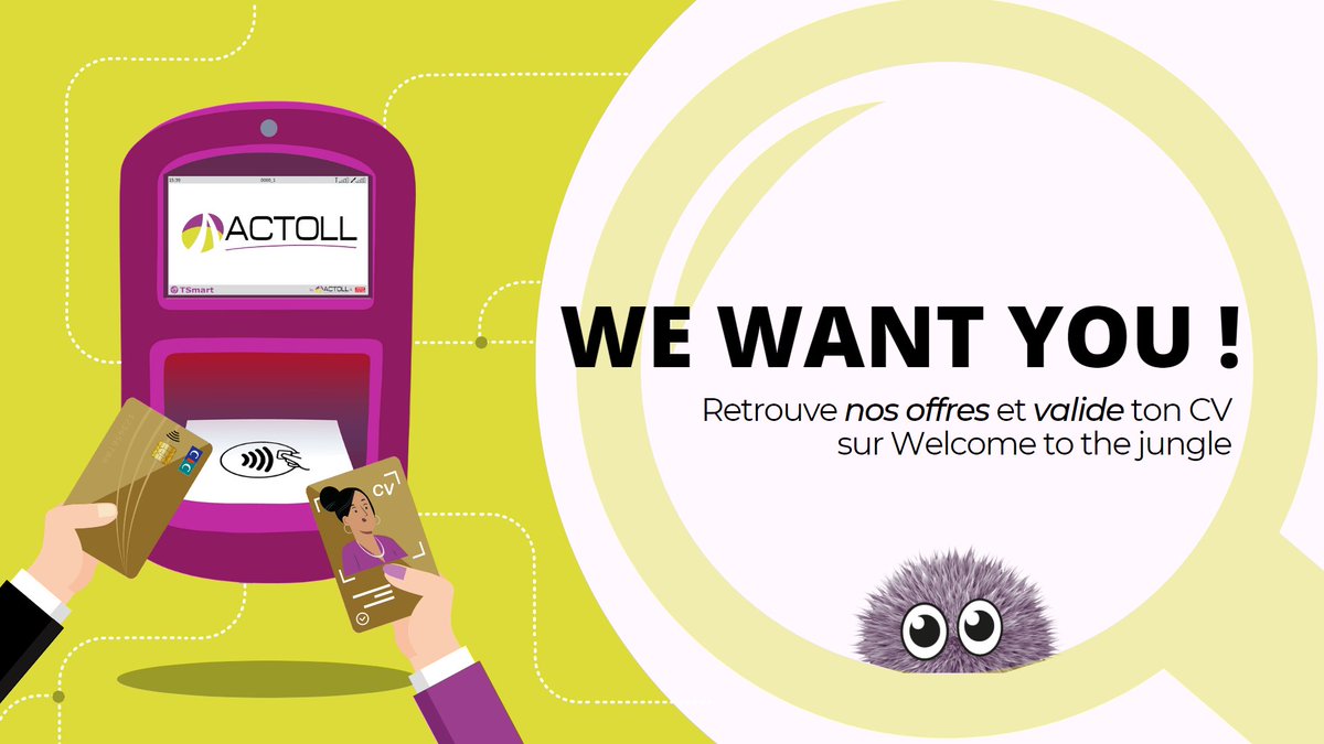 actoll's tweet photo. ACTOLL rejoint la tribu #Welcometothejungle 🌴

Découvre nos équipes, les coulisses de notre #entreprise ainsi que l'ensemble des #postes à pourvoir dans le secteur de la #technologie et de la #mobilité durable 🚌

Rejoins-nous 👉 https://t.co/SqRBuzGZ3b
#joinus #hiring #emploi https://t.co/2k61P30eHE
