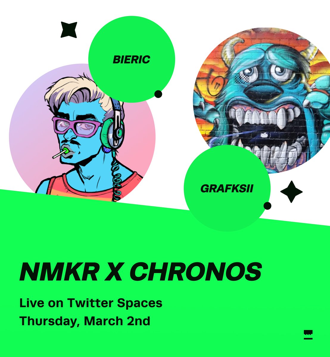 ⌛️ Chronos 

Mint your own event &amp; secure your place in history. Digitize your identity &amp; get discovered by others on the <a href="/chronosnft_/">Chronos NFT | NEW - Mint Day AD20230528 -</a> interactive timeline.

Want to learn more? 

Set your reminder for our upcoming Twitter Space with the Chronos founders, x.com/i/spaces/1mrGm…