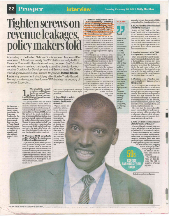 Domestic revenue collection remains a challenge due to Illicit Financial Flows(IFFs) like Trade-Based Money Laundering(TBML). This is according to the latest policy memo authored by ACODE and its partners- acode-u.org/uploadedFiles/…) and in the @DailyMonitor of 28th Feb, 2023.