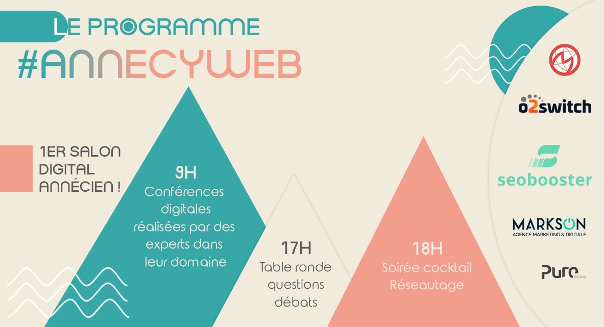 Rendez-vous le 1er juin à #AnnecyWeb

⭐ Des pointures du #digital et des chefs d’entreprises vous proposeront des conférences dès 9h.

🗨 Profitez de la table ronde à 17h pour poser vos questions

💼 Dès 18h, la soirée cocktails vous offrira de nombreuses opportunités business