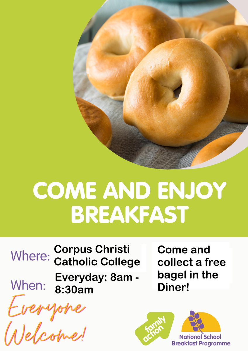 All students can now come and collect a free bagel from the diner during Breakfast Club!