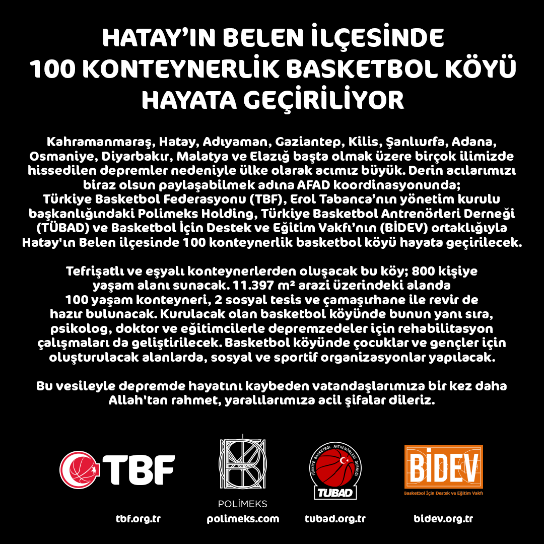 Hatay'ın Belen ilçesinde 100 konteynerlik basketbol köyü hayata geçiriliyor.

👉 bit.ly/3m3FAK7