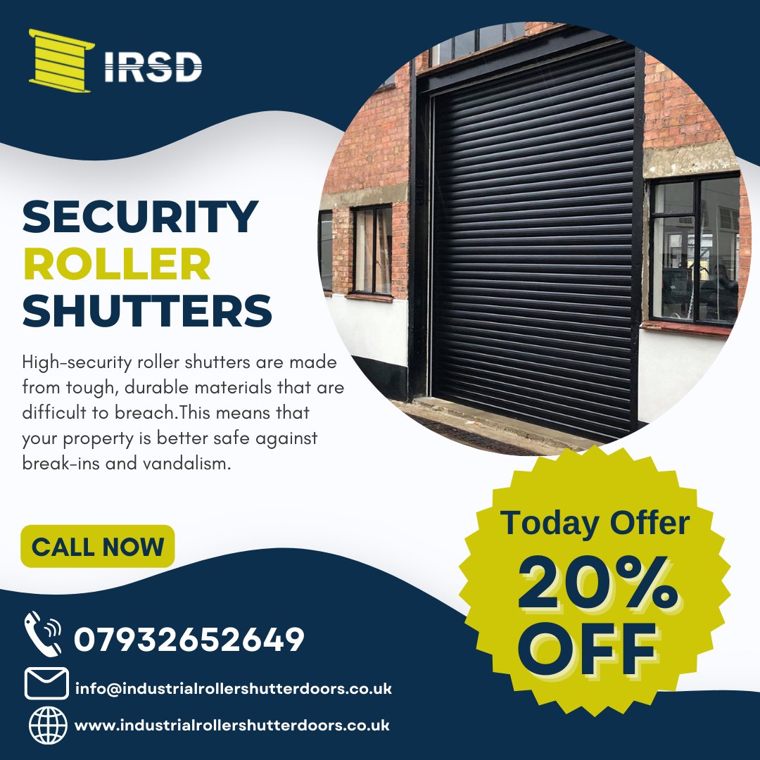 industrialroll2's tweet photo. Get 20% off on our Security Roller Shutters Services for one day only. Hurry up and don't miss out on this great chance to enhance the safety of your property Call us today: +44 7932652649
Website: https://t.co/bwgr1qAOeN
#industrialrollershutterdoors #securityshutter #shutters https://t.co/t3aCg636QR