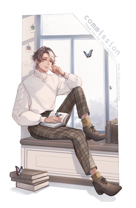 「cable knit sitting」 illustration images(Latest)