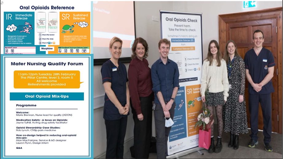 Great turn out @MaterNursing Quality Forum for the launch of Oral Opioid Reference Poster which aims to support staff with prescribing, dispensing and administering the correct oral opioid. Poster design collaboration with #Mater Nursing, Drug Safety, Pain Dept. & Transformation