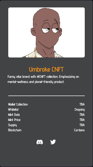New listing alert! 
@UmbrokeCNFT  is now on fabledlist.co

Whitelist: ONGOING
Mint Date: TBA
Mint Price: TBA
Supply: TBA