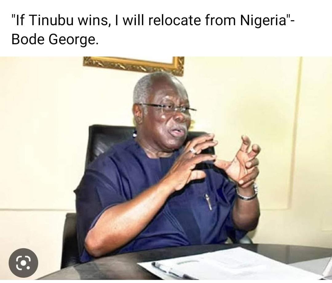 When is Pa Adebanjo and Bode George going to relocate from Nigeria? Their  worst nightmare is here 😂😂🙄🙄

 #NigeriaDecides2023 #INECChairman #INECElectionResult