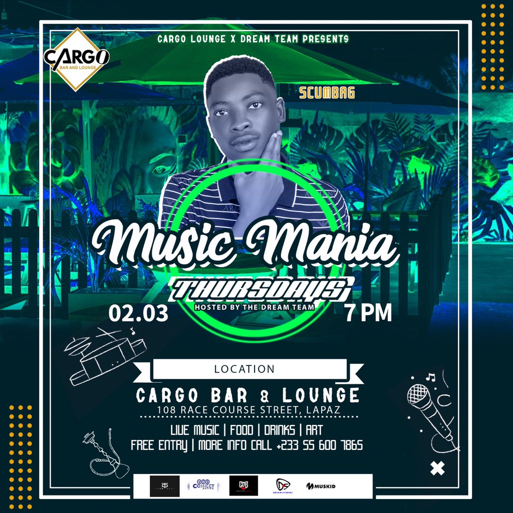 dreamteam_cmb's tweet photo. Super excited to announce the second episode of #MusicMania, which is coming on tomorrow 2nd March 2023 at Cargo Bar & Lounge.
Cc; @OheneDad, @UjeanAllDay @Nana_quames @scumbagg1s @yo_figg
#MusicMania #music #IndependenceDayEdition #musician #GhanaMusic #EVENT #DemGoHearWe https://t.co/BDFYUszIXF