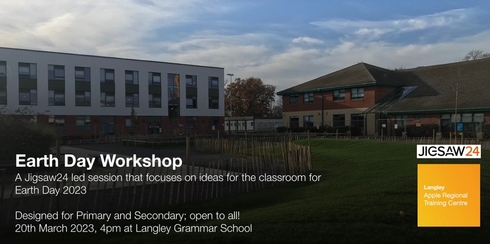 LangleyGS_Tech's tweet image. We are looking forwards to #EarthDay2023, and 
@Jigsaw24Edu leading a workshop for Primary & Secondary teachers to develop tools and activities to use in the classroom.
Monday 20th March '23, 4pm
For more details: tinyurl.com/yc5hccpj
For booking: tinyurl.com/bdevdt9p