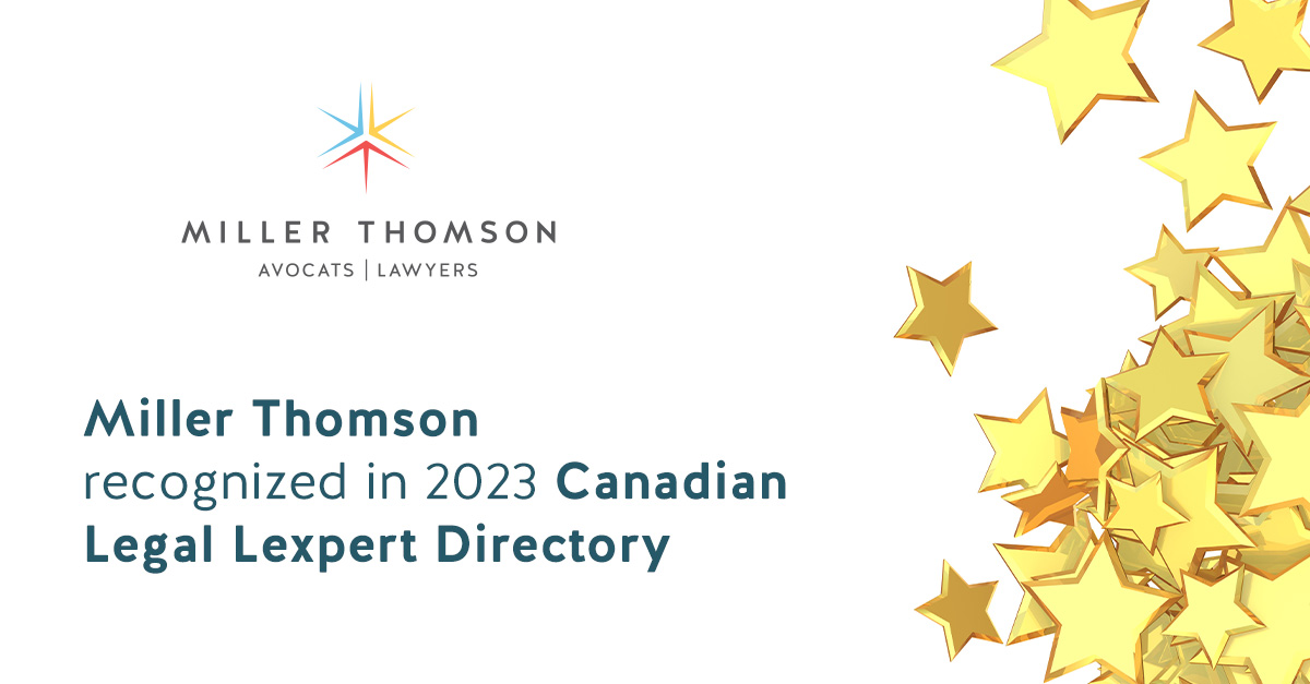 MillerThomson's tweet image. We're proud to celebrate the 129 lawyers across 39 areas of law who are recognized for their industry-leading advisory experience in this year's Canadian Legal Lexpert Directory: ow.ly/cX9Y50N50cI

#MTAnnounce