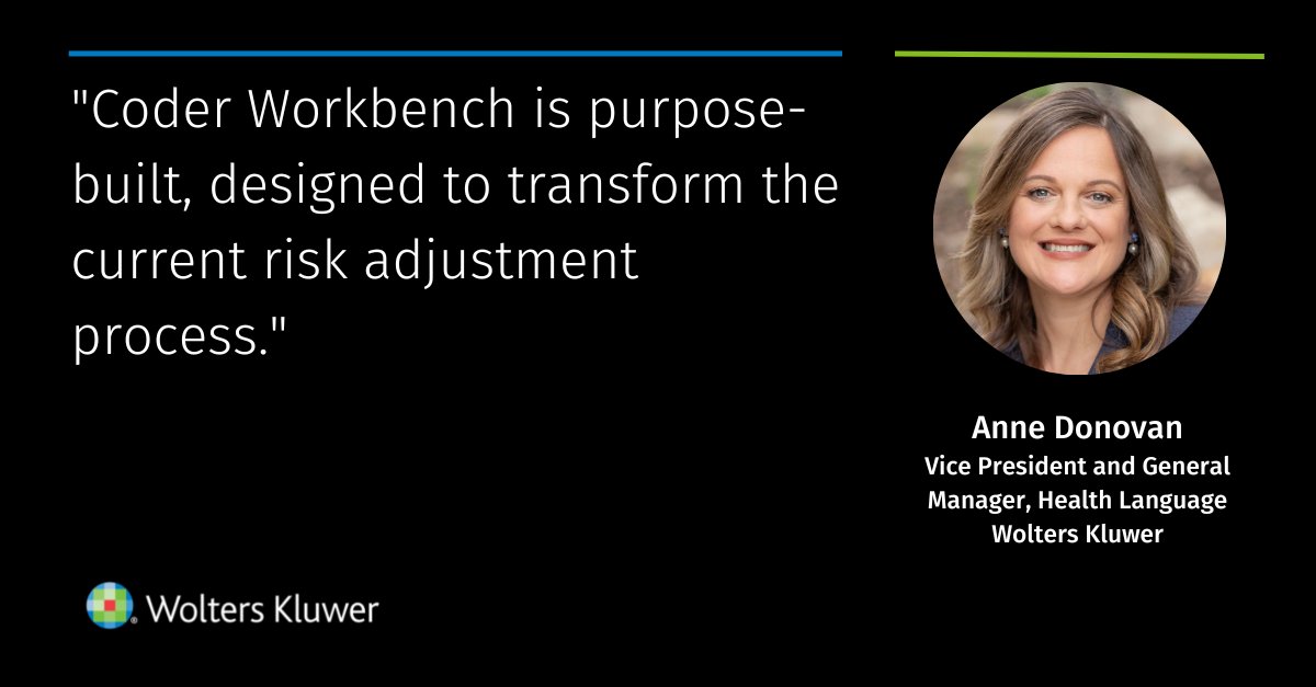 wkhealth's tweet photo. Announcing the launch of the Coder Workbench, a high-productivity Risk Adjustment solution built on the Health Language Data Platform that optimizes medical record review for risk adjustment workflows. https://t.co/AkXeEy7Hjc #riskadjustment https://t.co/4Z2IFea5jP