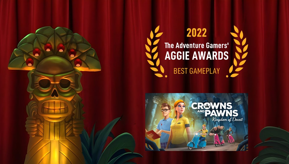 Crowns and Pawns received The Best Gameplay award in the Aggie Awards 2022! 🥳 What an honor to be among the best adventure games! <a href="/AdventureGamers/">Adventure Gamers</a> 

➡️ adventuregamers.com/articles/view/…