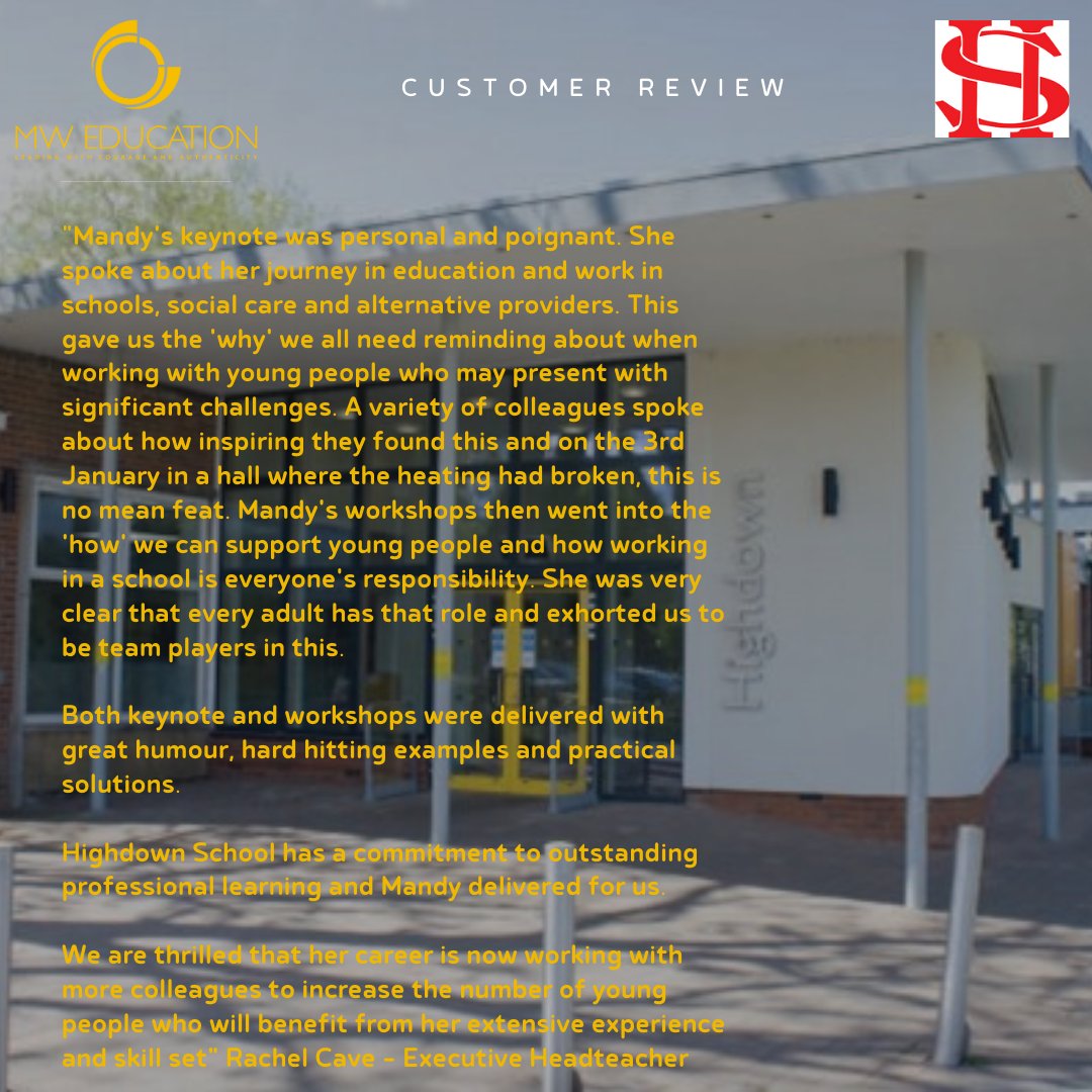 A fabulous testimonial for the work I did at Highdown School, Reading in January.  If I can help, please give me a shout.
