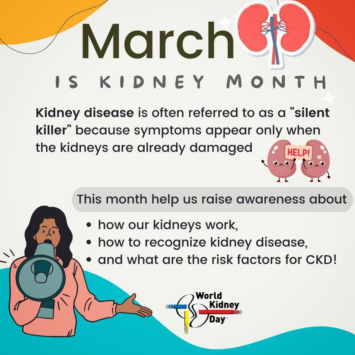March is National Kidney Month! Let’s share our stories &amp; raise awareness about #kidneydisease #organdonation #kidneyhealth #nationalkidneymonth #Repost @worldkidney_day worldkidneyday.org/2023-campaign/…