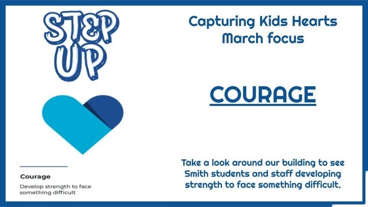 Smith_Seabees's tweet photo. During March #SmithSeabees are focusing on COURAGE. Students and staff are developing strength to face something difficult. Ask your student about our monthly focus and look around our building to see this character trait in action. ๐๐ #ckh @absspublic @ckhflippengroup https://t.co/YQdvc6iZsI