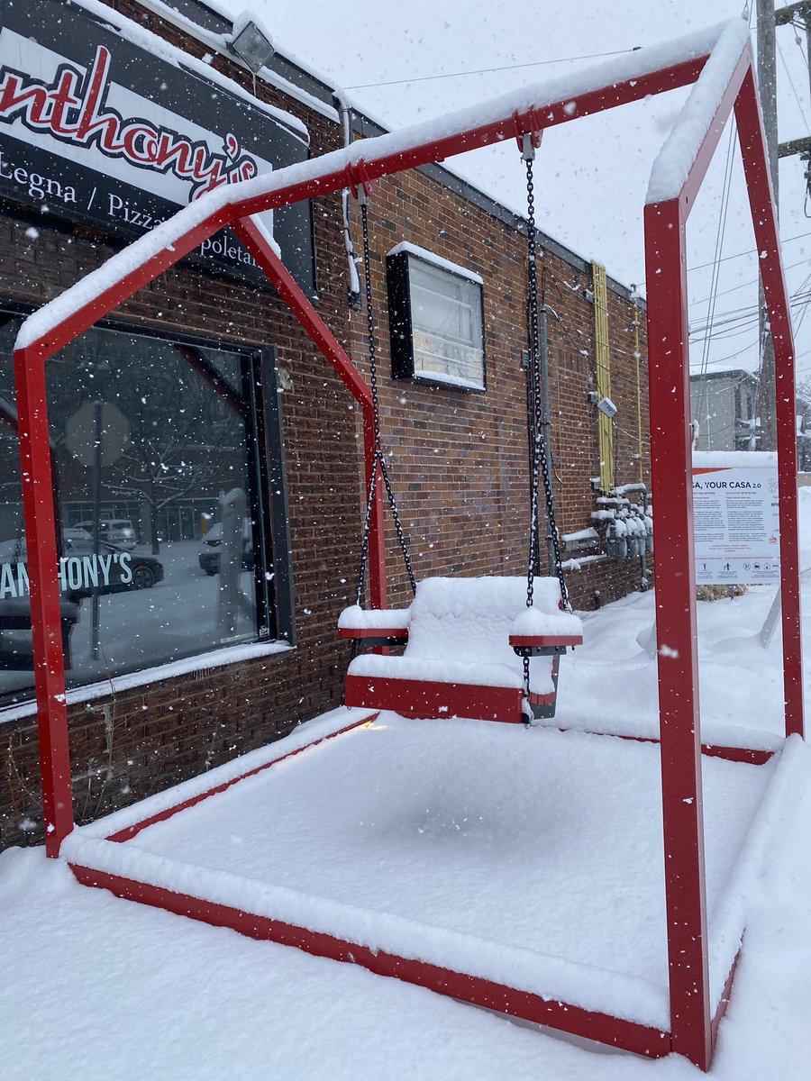 Wellington_West's tweet image. Fond farewell. Our work crew and the team from @gocreos have just started pulling down the “Mi Casa Your Casa” installations. So if you get a chance, this morning is your last chance to get out and have one last swing!