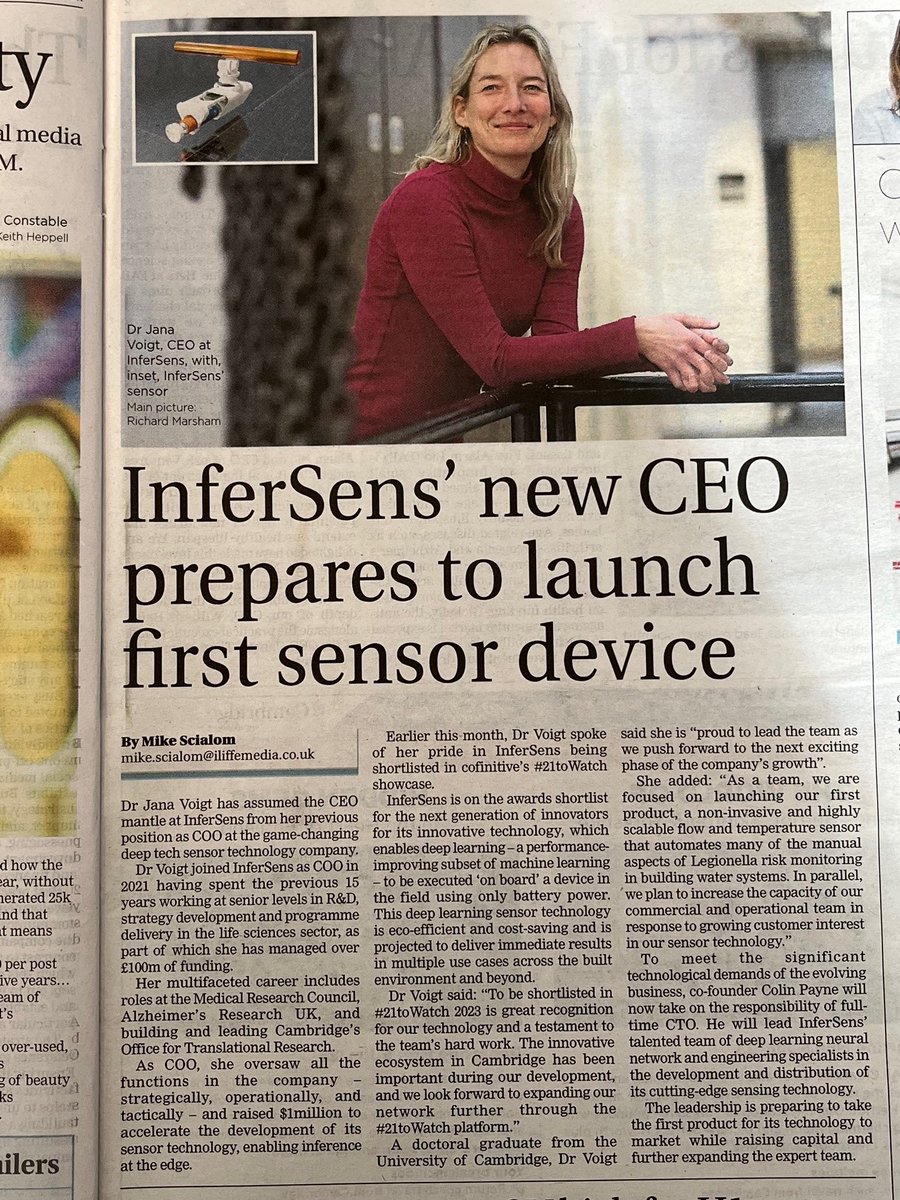 Thank you @CambridgeIndy for sharing our recent news in this week’s paper.
Read the full story about our leadership changes bit.ly/3EaDYVg
#womeninleadership #sensortechnology #growth