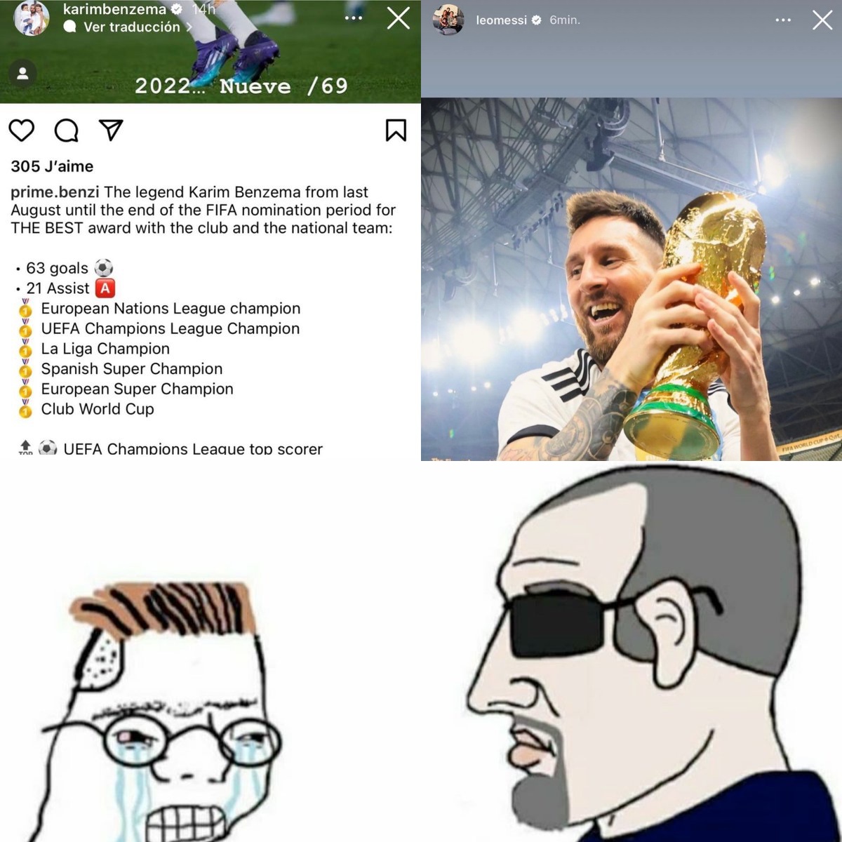 Benzema vs Messi on Instagram 🍿