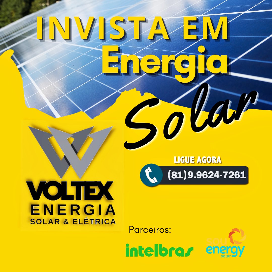 Voltex Energia Solar 
81 9.9624-7261 
#energiarenovada #energia #solar #energiapositiva #solarpower #energiasolar #solarenergy #energialimpa #sun #energía #solarsystem