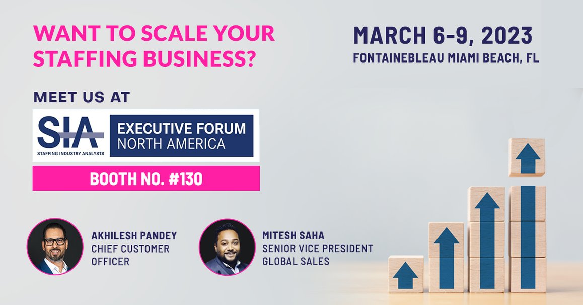 We are thrilled to be exhibiting at SIA's annual 𝐄𝐱𝐞𝐜𝐮𝐭𝐢𝐯𝐞 𝐅𝐨𝐫𝐮𝐦 𝐍𝐨𝐫𝐭𝐡 𝐀𝐦𝐞𝐫𝐢𝐜𝐚 happening in Miami from 6-9 𝐌𝐚𝐫𝐜𝐡 2023!

Meet the QX Team, Akhilesh Pandey and Mitesh Saha, at 𝐁𝐨𝐨𝐭𝐡 𝐍𝐨. 130 as we talk about the ‘Next Generation of Staffing’.