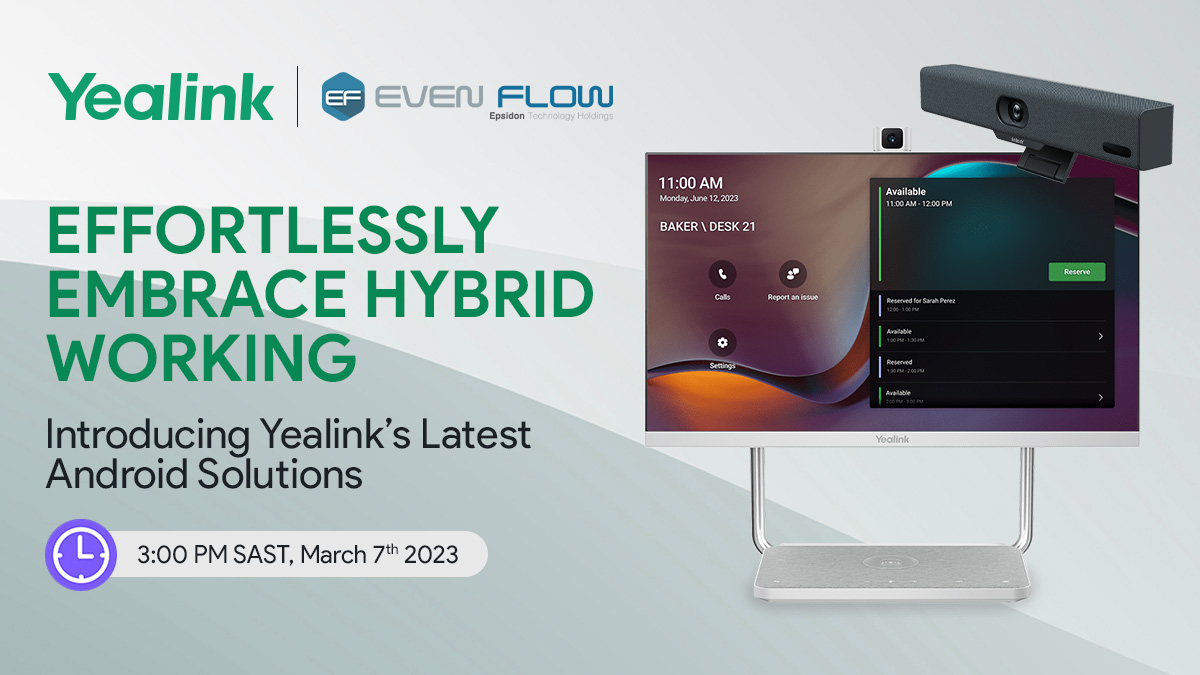 evenflw's tweet image. Effortlessly Embrace Hybrid Working With Yealink!
Join the Yealink live demo training for 45 minutes and learn about all the possibilities of the latest products and campaigns.
Register Now: yealink.mike-x.com/UITtu
#Yealink #AndroidSolutions #YealinkTraining