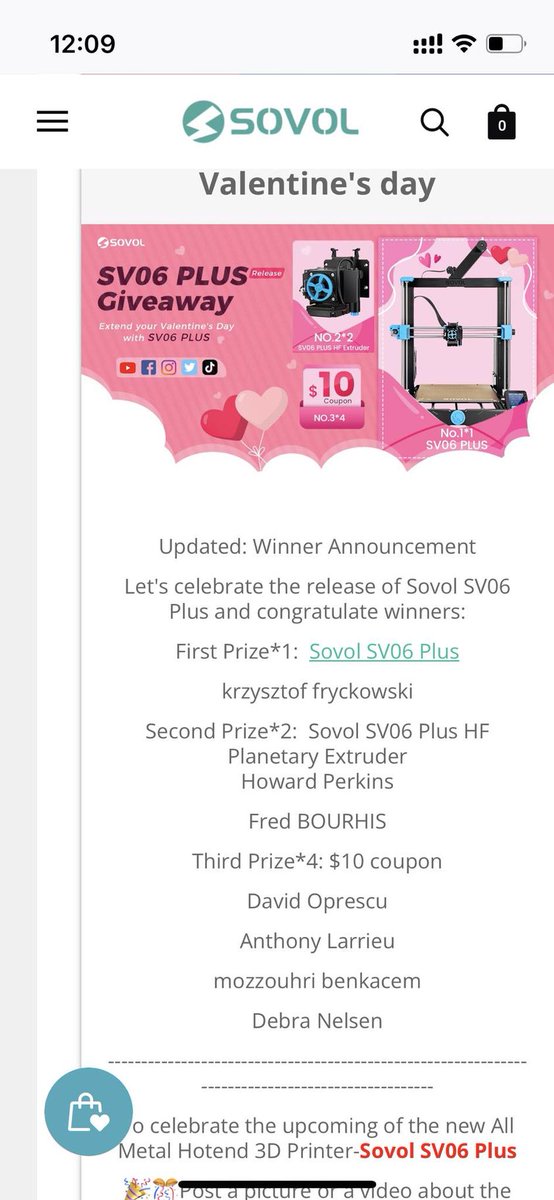 fryc88's tweet image. @Sovol3d #sovolsv06plus #3dprinter 
THANK YOU a lot Sovol! I can't belive i actually won it!