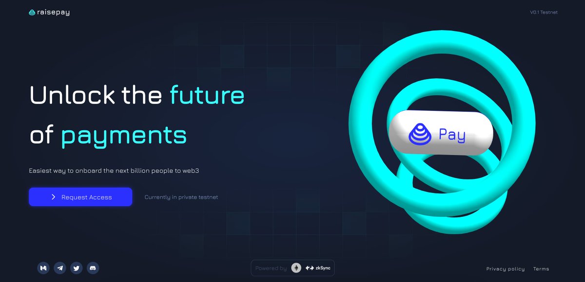 AlphaInsiders's tweet photo. 🚨 AlphaInsiders' 0500NFT Holders Get early Access To Raisepay Powered By #Zksync

Snapshot will be taken tonight at 10PM UTC
More details below

⭕️Like &amp; RT
#AlphaInsiders🕵️‍♂️⚡️🧵 https://t.co/rFMfJRlnSO