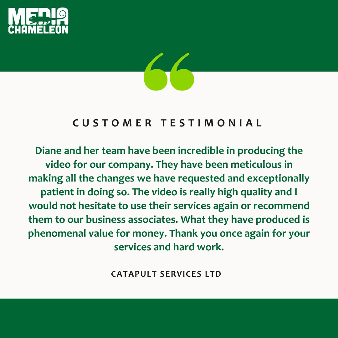 A lovely testimonial from our client! #customerfeedback #clienttestimonial #marketingresults #videoservice