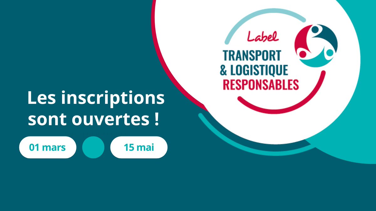 📝Label #Transport &amp; #Logistique Responsables : Ouverture des inscriptions ! 
Transporteurs et Logisticiens, vous avez jusqu’au 15 mai pour vous inscrire à l’édition 2023 du premier label #Environnement #Social et #Gouvernance dédié à la profession
👉 bit.ly/3ICOGoM